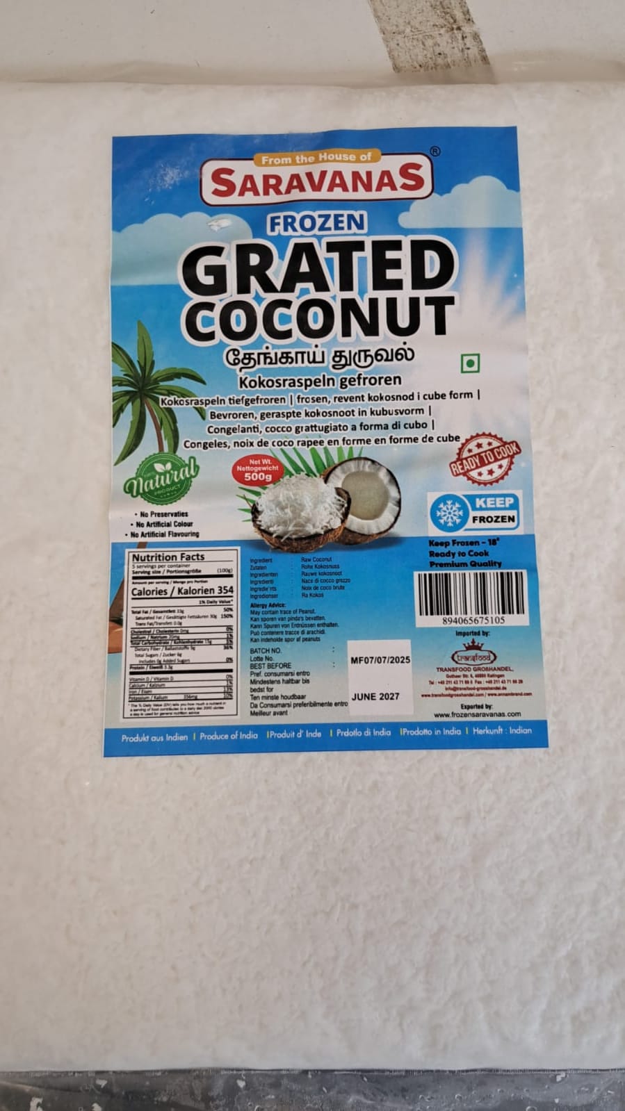 Saravanas Grated Coconut 500g